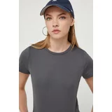 Hollister Co. Kratka majica ženski, siva barva