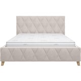 MID.YOU OBLAZINJENA POSTELJA 140 cm x 200 cm , les, tekstil, leseni material barve kapučina | Shoptok.si