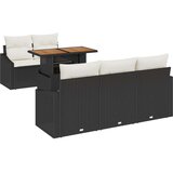 Vrtni Sofas Set Set od 6 Crna Ratan Poliester Kaljeno Staklo | shoptok.hr
