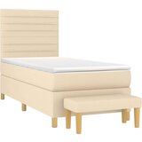 vidaXL Box spring postelja z vzmetnico krem 90x190 cm blago, (20893916) | Shoptok.si