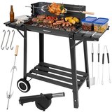 Kaminer vrtni roštilj na ugljen s ražnjem (rotisserie), poklopcem i policama 93x41x86 cm Cene