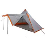 vidaXL Družinski šotor tipi za 6 oseb siv in oranžen vodoodporen | Shoptok.si
