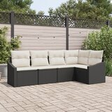 vidaXL set od 5 vrtnih kauča s jastučićima, crni poli ratan | shoptok.hr
