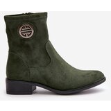 Boto PE2 Women's Boots With Zip And Decorative Detail Eco Suede Green Lerioria | Shoptok.si
