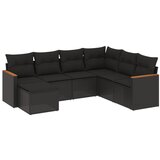 Maison Chic Seti vrtnega pohištva - Vrtna garnitura - Vrtni pohištvo set 7-delna z blazinami črn poli ratan, (21801307) | Shoptok.si