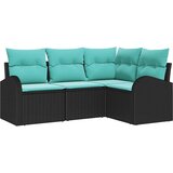 vidaXL Vrtna sedežna garnitura 4 pcs Črna in turkizna Poly ratan, (5000021288) | Shoptok.si