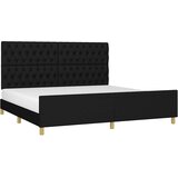  Okvir za krevet s uzglavljem crni 200 x 200 cm od tkanine | Eponuda.com