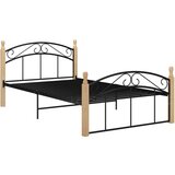 The Living Store Posteljni okvir črna kovina in trdna hrastovina 120x200 cm - Posteljni Okvir, (21529809) | Shoptok.si