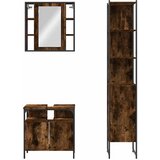  3-dijelni set kupaonskih ormarića boja dimljenog hrasta drveni | shoptok.hr