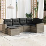  6-dijelni set vrtnih sofa od poliratana s jastucima svjetlosivi | shoptok.hr