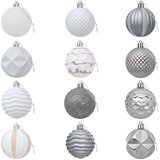  Set božićnih kuglica 36 kom. Bijela i siva 6 cm Polistiren | shoptok.hr