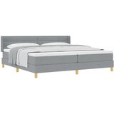 vidaXL Postelja Box Spring z Vzmetnico Svetlo Siva 200x200 cm Tkanina, Vzglavje Linije Oblikovanja Svetlo Sivo 200 cm Tkanina Cene