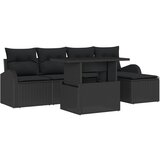 vidaXL 6-delni vrtni sofa komplet z blazinami črna poli ratan, 2-sedežna vrtna sofa s shranjevanjem in blazinami črna poli ratan Cene