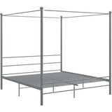 The Living Store Posteljni okvir z ogrodjem za baldahin siv kovinski 180x200 cm - Posteljni Okvir, (21488591) | Shoptok.si