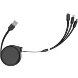 Hoco USB kabl za punjenje, 3in1, na izvlačenje, 1 met., 2 A - U50, Crni Cijene