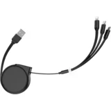 USB polnilni kabel, 3v1, z izvlečnim mehanizmom, 1 m, 2 A - U50