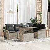 vidaXL set od 6 vrtnih sofi s jastucima svijetlo sivi poli ratan Cijene