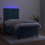  box spring s madracem LED tamnoplavi 80 x 200 cm baršun | shoptok.hr