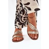Boto Ladies leather sandals on flat heel Zazoo 3688 gold | ePonuda.com