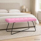  Klupa s gumbastim tkanjem Ružičasta 110 x 40 x 46 cm Tkanina | Eponuda.com