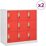 vidaXL Omara s ključavnico 2 kosa siva in rdeča 90x45x92,5 cm jeklo | Shoptok.si