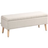 Nesta Sedežna klop s shranjevalnim prostorom, laneni videz, gumijasti les, bež, 110x39x45 cm, za hodnik, spalnico in dnevno sobo, (5000493437) Slike