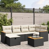  7-dijelni set vrtnih sofa od poliratana s jastucima crni | shoptok.hr