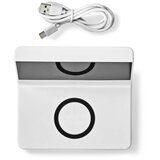Nedis WCACQ20WT - Budilnik sa LCD ekranom i bežičnim punjačem 15W/5V, u beloj boji | Eponuda.com