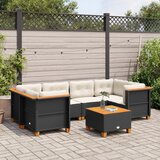 Maison Chic Seti vrtnega pohištva - Vrtna garnitura - Vrtni pohištvo set 7-delna z blazinami črn poli ratan, (21801184) | Shoptok.si