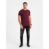 Ombre Men's cotton t-shirt with pocket - maroon | Shoptok.si