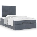 vidaXL Otomanski posteljni okvir z vzmetnicami siv 120x190cm žamet | Shoptok.si