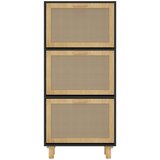 Ormarić za cipele crni 52 x 25 x 115 cm drvo i prirodni ratan | shoptok.hr
