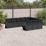 10-dijelni set vrtnih sofa s jastucima crni od poliratana | shoptok.hr