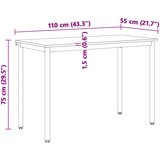  Stol za objedovanje Bijelo 110 x 55 x 75 cm Čvrsto borovo drvo | shoptok.hr