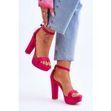 Boto Comfortable Suede Sandals On A High Heel Fuchsia Essence | Shoptok.si