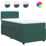 vidaXL Box spring postelja z vzmetnico temno zelen 90x190 cm žamet | Shoptok.si