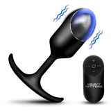 Vibrating Weighted Silicone Anal Plug Large Black