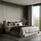 MID.YOU OBLAZINJENA POSTELJA 140 cm x 200 cm , les, tekstil, leseni material naravne barve | Shoptok.si