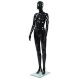 vidaXL Celotna ženska izložbena lutka s stekleno osnovo črna 175 cm | Shoptok.si