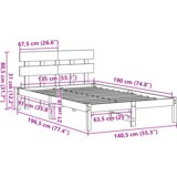vidaXL Posteljni okvir z naslonom 135x190 cm trd les bor | Shoptok.si