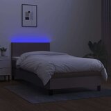  Krevet box spring s madracem LED smeđesivi 90x200 cm tkanina | shoptok.hr