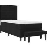  postelja s vzmetnico in klopjo črna 90x190 cm tkanina, (22083768) | Shoptok.si