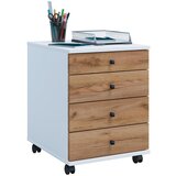 MID.YOU Predalnik Na Kolescih Lona Mini, Bela, Barva Hrasta | Shoptok.si