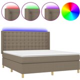vidaXL Krevet box spring s madracem LED smeđesivi 160x200 cm tkanina | shoptok.hr