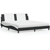 vidaXL Postelja z vzmetnico črna in bela 180x200 cm umetno usnje | Shoptok.si