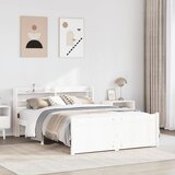vidaXL Posteljni okvir z vzglavjem brez vzmetnice bel 160x200 cm Cene