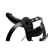 vibrator Power Pegger sa strap-onom, dvostruki crni