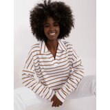 Fashion Hunters White and brown oversized cotton blouse Cene