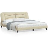  Okvir kreveta s LED svjetlima krem 180 x 200 cm od tkanine | shoptok.hr
