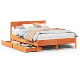 Maison Chic Posteljni okvir - Dvoposteljna postelja - Zakonska postelja brez vzmetnice vošč. rjav 150x200 cm borovina-J13123, (21771762) | Shoptok.si